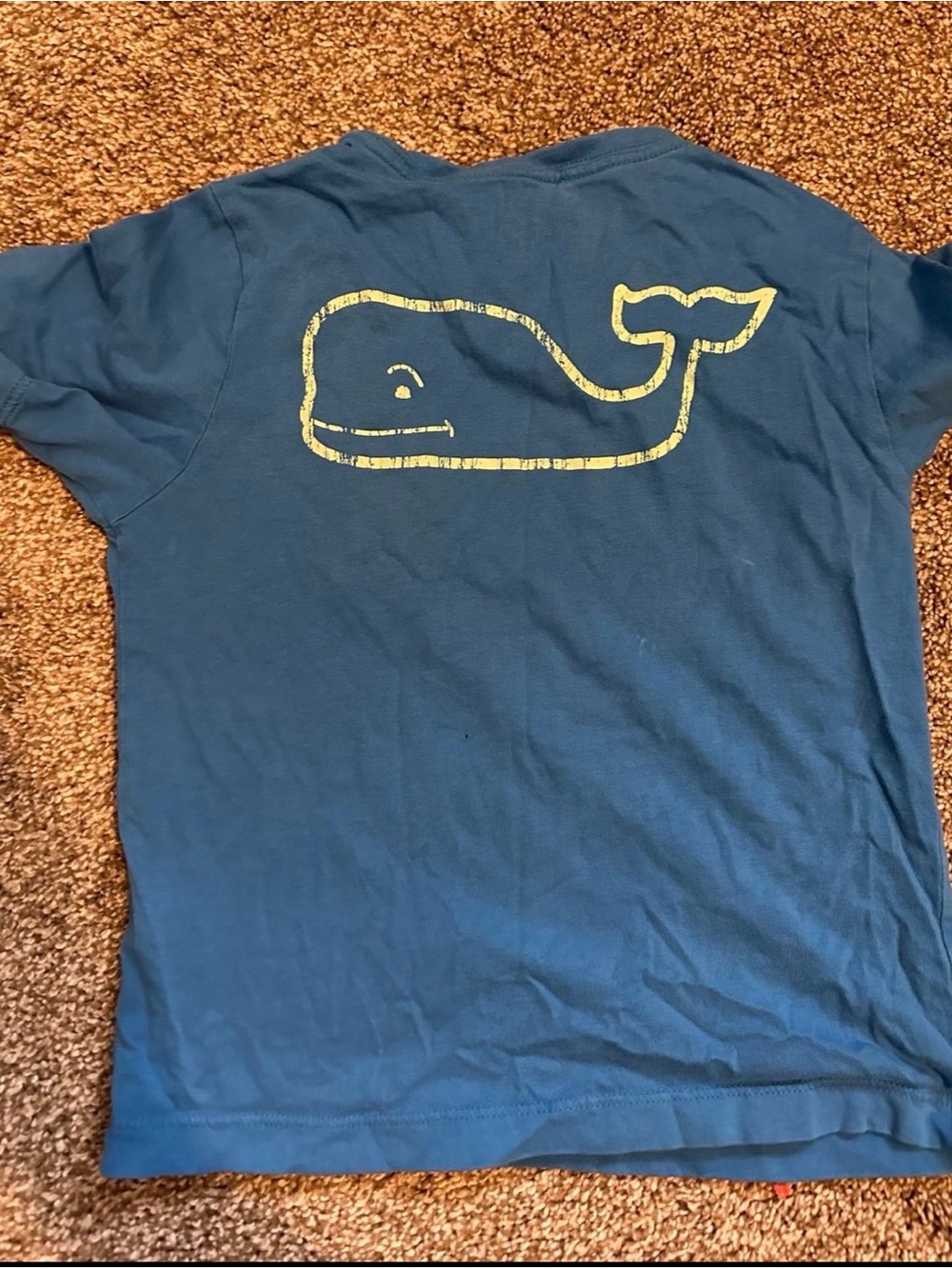 Vineyard Vines Blue Tee with Yellow Whale Graphic - Kids Short Sleeve